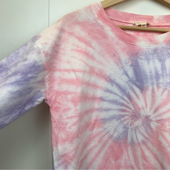 Hem & Thread Tie-Dye Pink Purple Crew Neck 100% Cotton Sweatshirt Women's sz S - Picture 3 of 7
